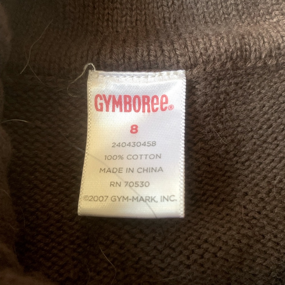 GYMBOREE VINTAGE Lots of Dots Line Brown Zip Up Sweater - Size 8 - Picture 2 of 3